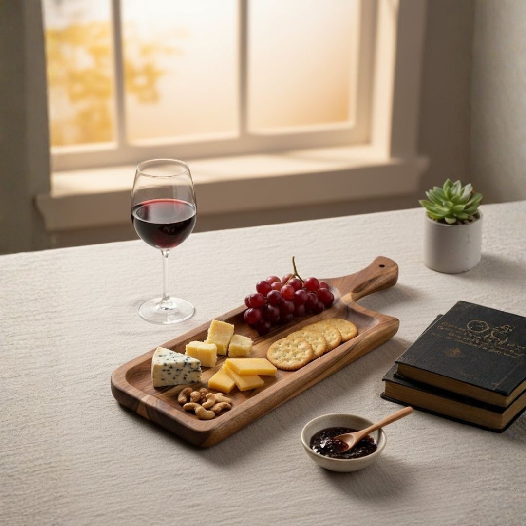 Exquisite Wooden Handle Platter for Elegant Serving